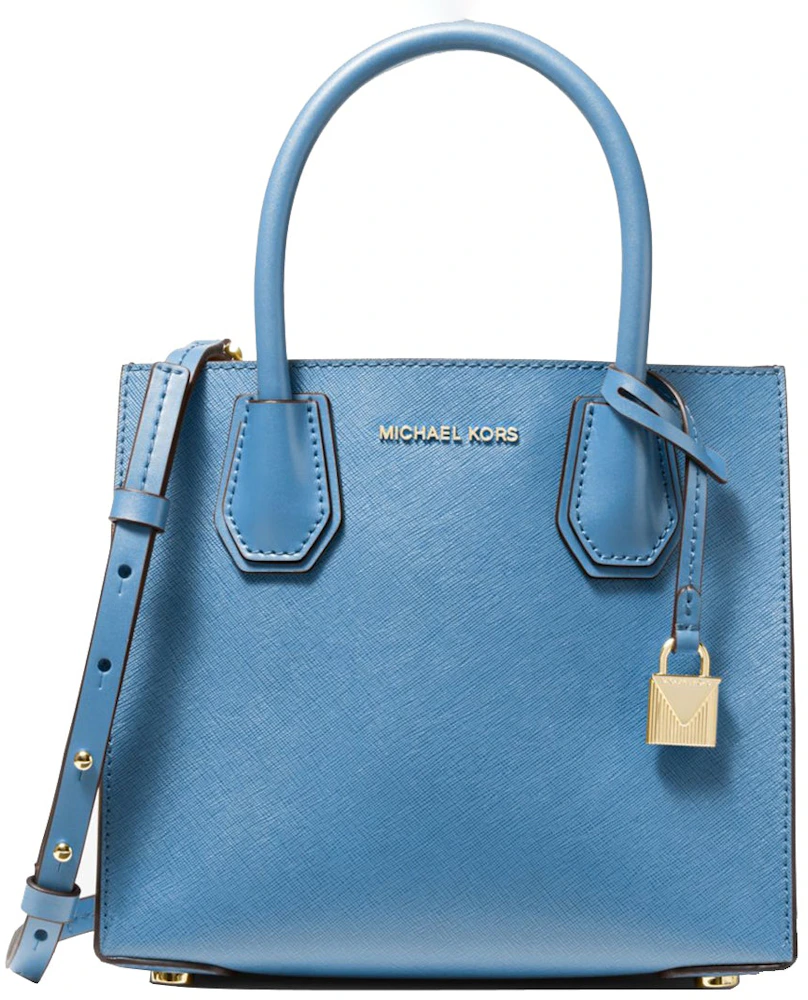 Michael Kors Mercer Crossbody Bag Medium Blue in Saffiano Leather with ...