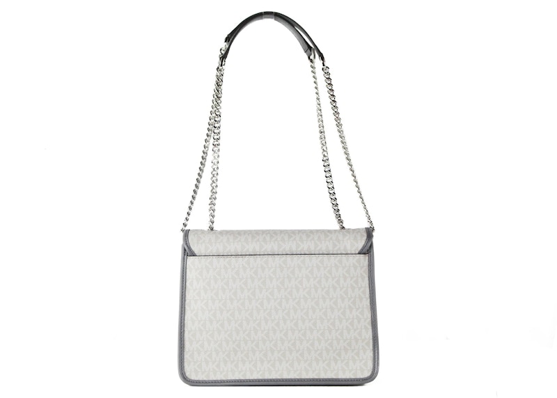 Michael Kors Regina Shoulder Bag Medium Gray in Leather with Silver