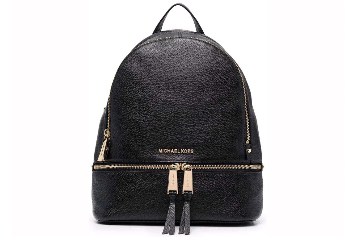 Michael Kors Rhea Zip Backpack Black in Leather with Gold-tone - US