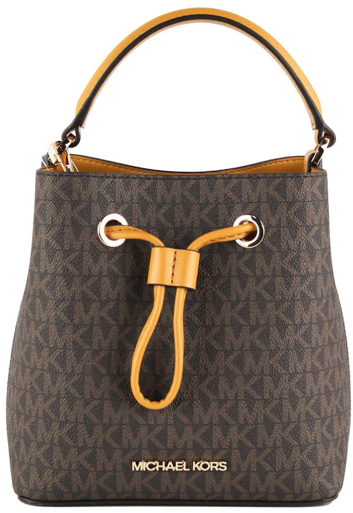Michael Kors Suri Crossbody Bag Small Brown/Marigold in PVC/Leather with  Gold-tone - GB
