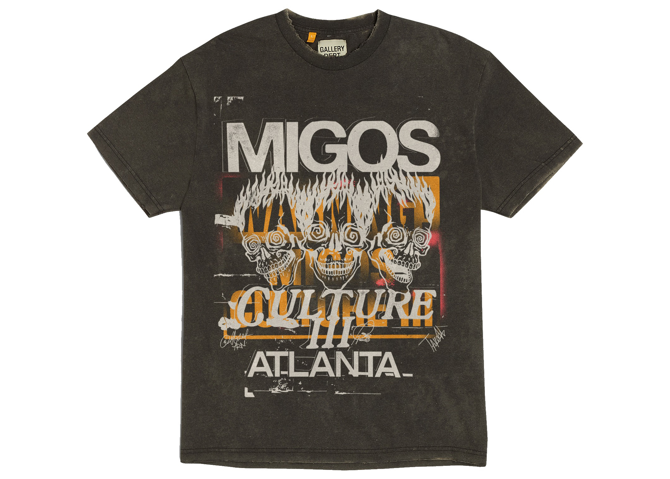 Migos x Gallery Dept. For Culture III Three Skulls T-shirt Washed Black