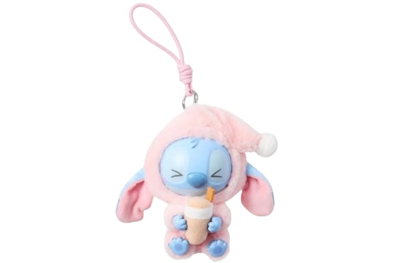 Miniso Top Toy Disney Stitch Eating Something Before Sleep Milk Tea Desire Plush Keychain