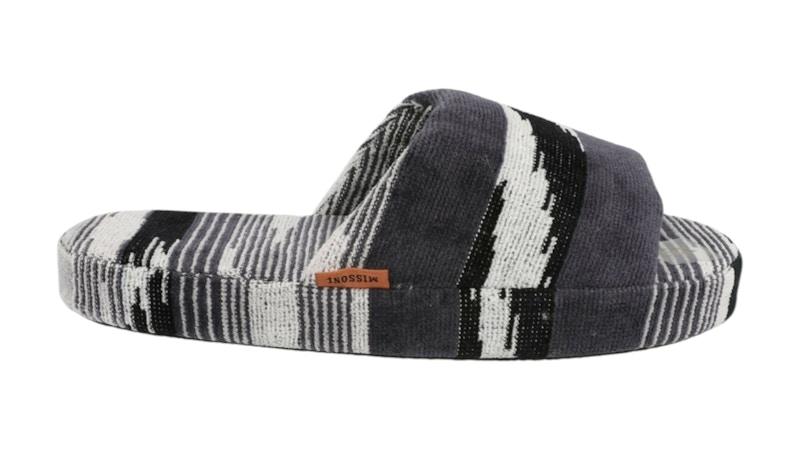 Missoni Striped Bath Slippers in Nero Bianco