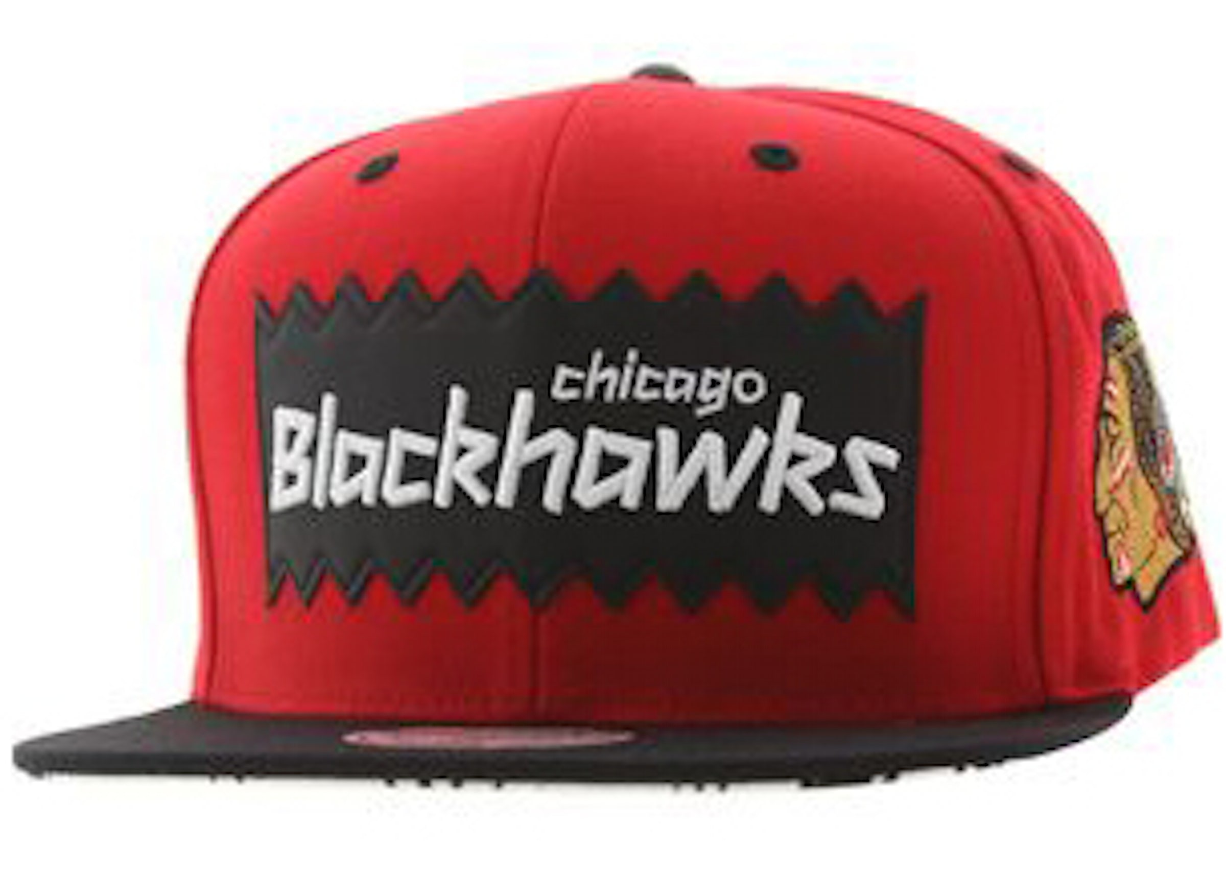 BAIT x NHL x Mitchell And Ness Chicago Blackhawks STA3 Wool Snapback Cap  (red / black)