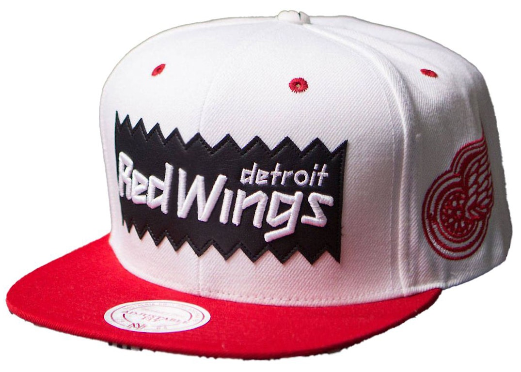 Pre-owned Mitchell & Ness Detroit Red Wings Sta3 Wool Snapback Cap White/red