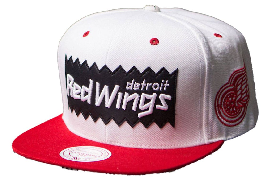 Pre-owned Mitchell & Ness Detroit Red Wings Sta3 Wool Snapback Cap White/red