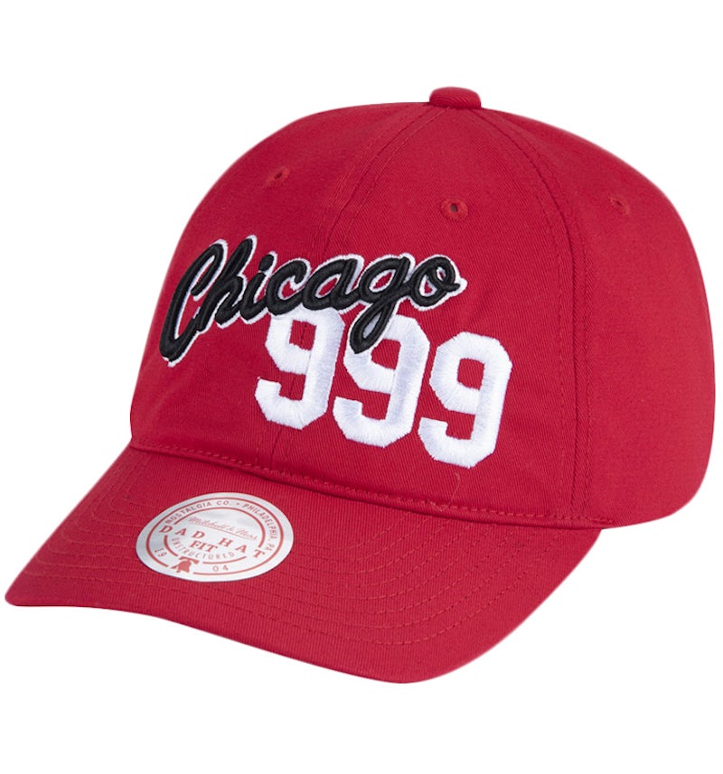 Mitchell Ness Juice WRLD x Chicago Bulls Strapback Hat Red