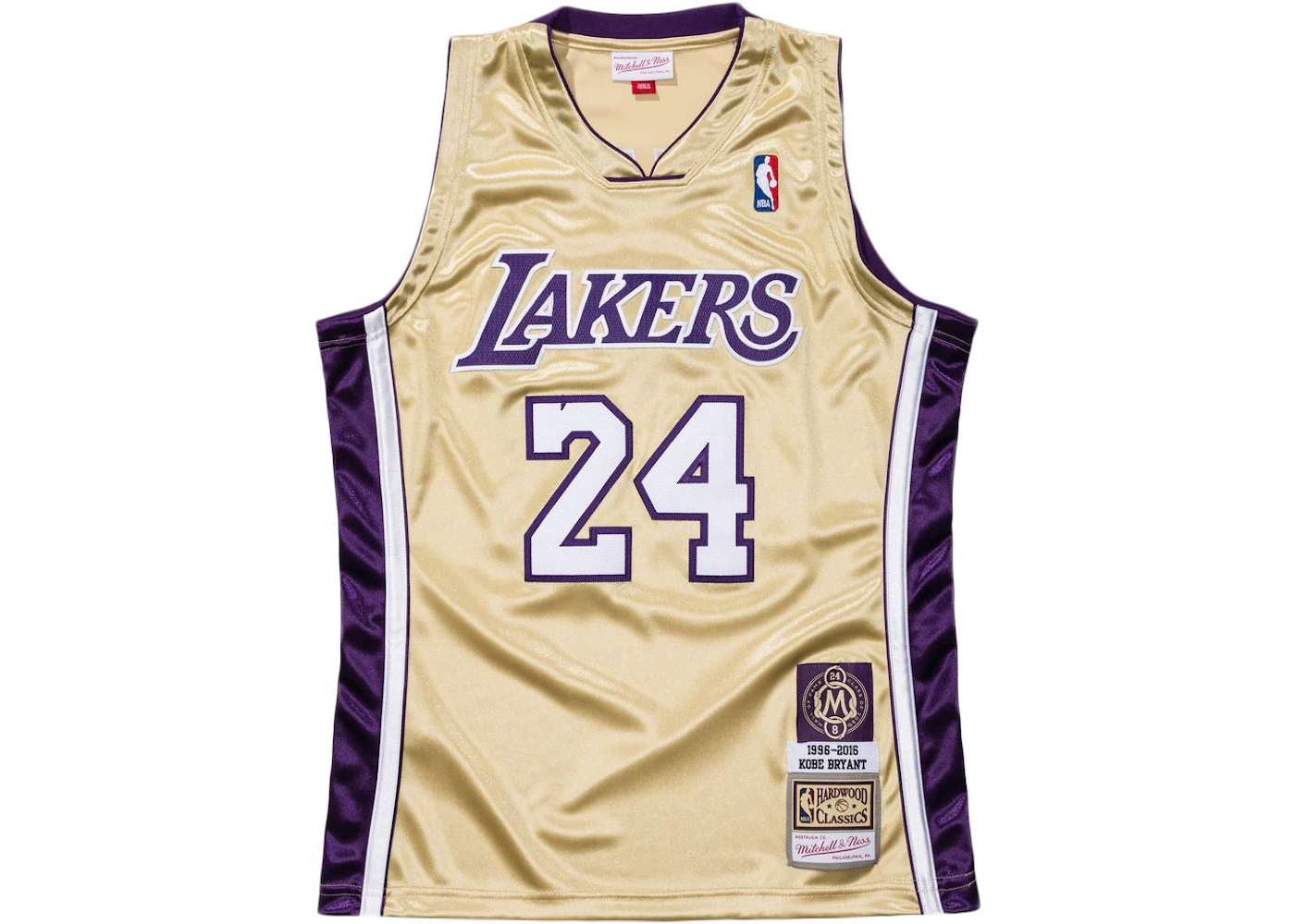 Mitchell and Ness Authentic Kobe Bryant Los Angeles Lakers NBA 1996-2016 Jersey Gold / S