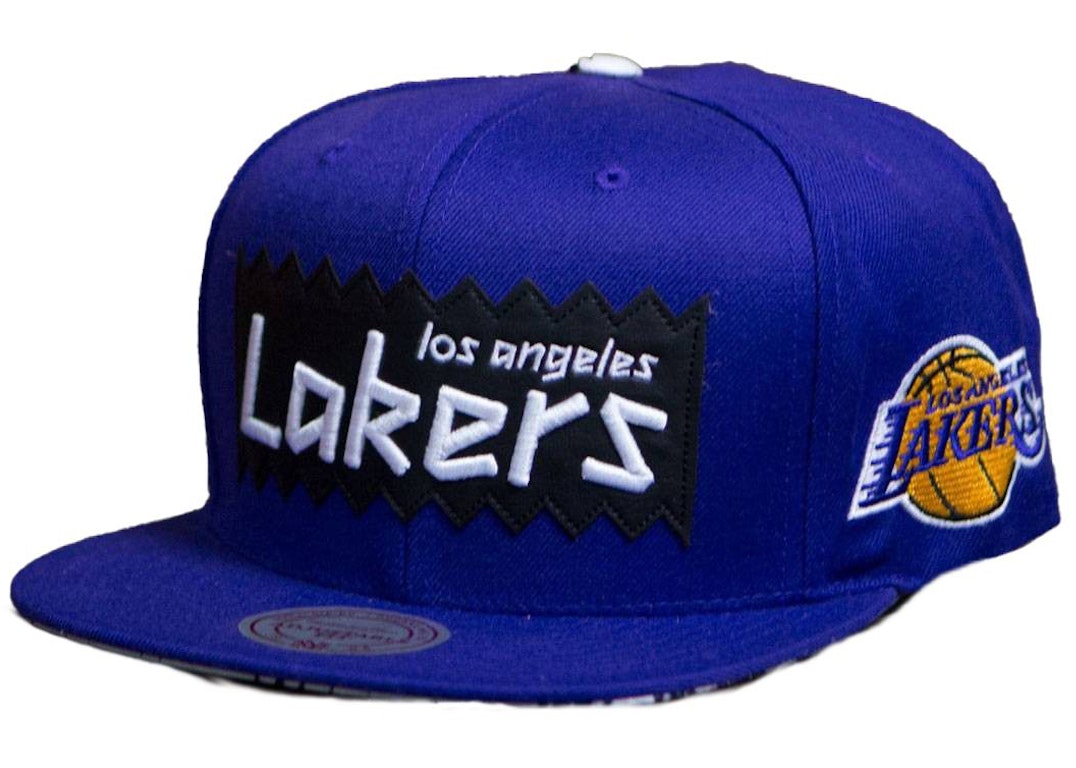 Pre-owned Mitchell & Ness Los Angeles Lakers Sta3 Wool Snapback Cap Purple