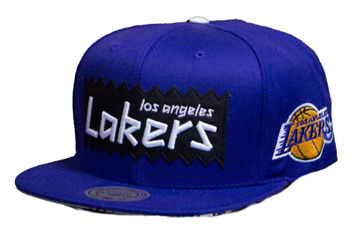 Pre-owned Mitchell & Ness Los Angeles Lakers Sta3 Wool Snapback Cap Purple