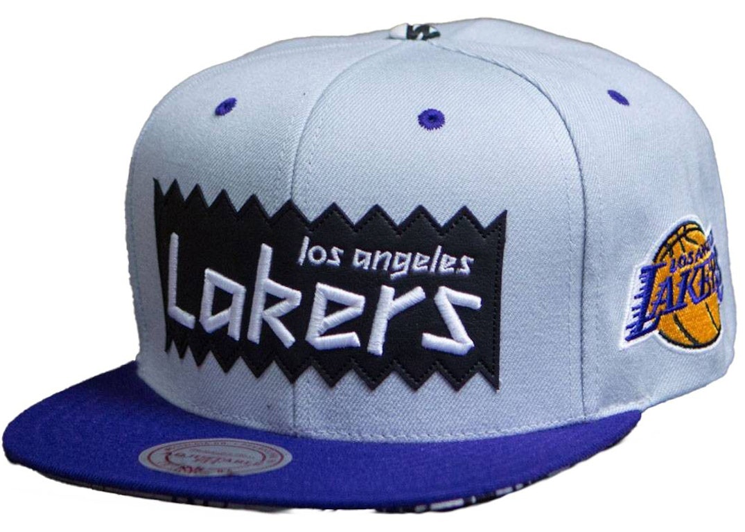 Pre-owned Mitchell & Ness Los Angeles Lakers Sta3 Wool Snapback Cap Silver/purple