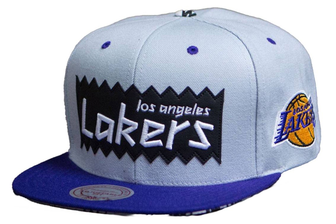 Pre-owned Mitchell & Ness Los Angeles Lakers Sta3 Wool Snapback Cap Silver/purple