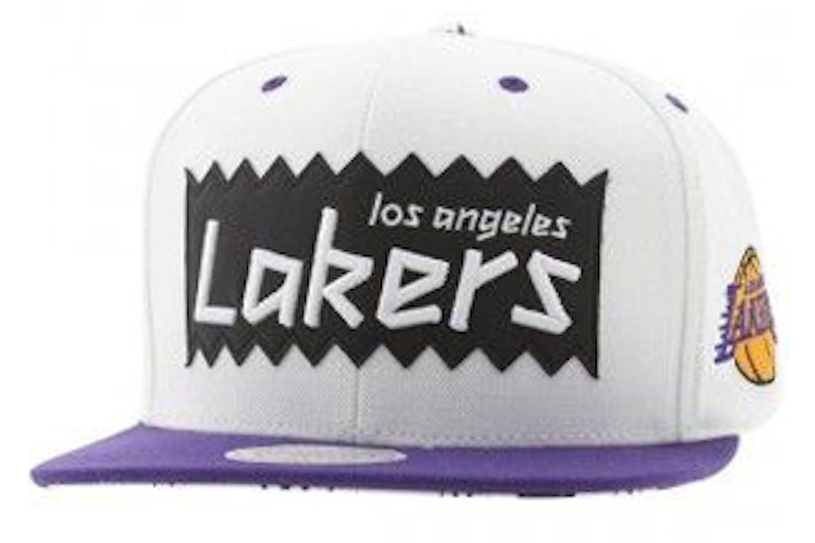 Pre-owned Mitchell & Ness Los Angeles Lakers Sta3 Wool Snapback Cap White