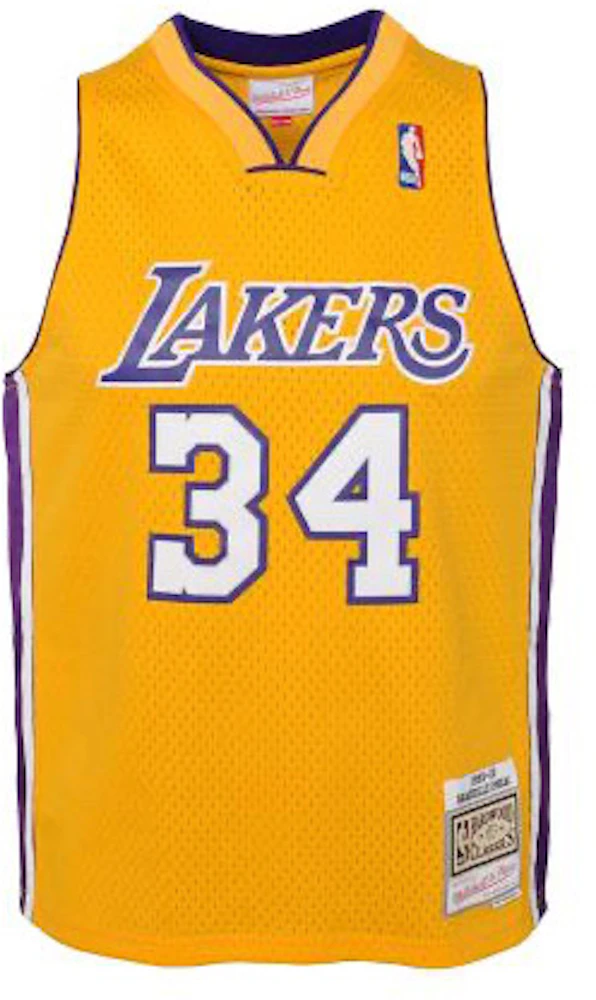 Shaquille O'Neal Signed Los Angeles Lakers Mitchell & Ness Gold NBA Swingman  Basketball Jersey