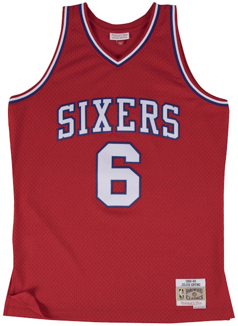 Mitchell and Ness Erving Sixers Red Swingman Jersey Medium)