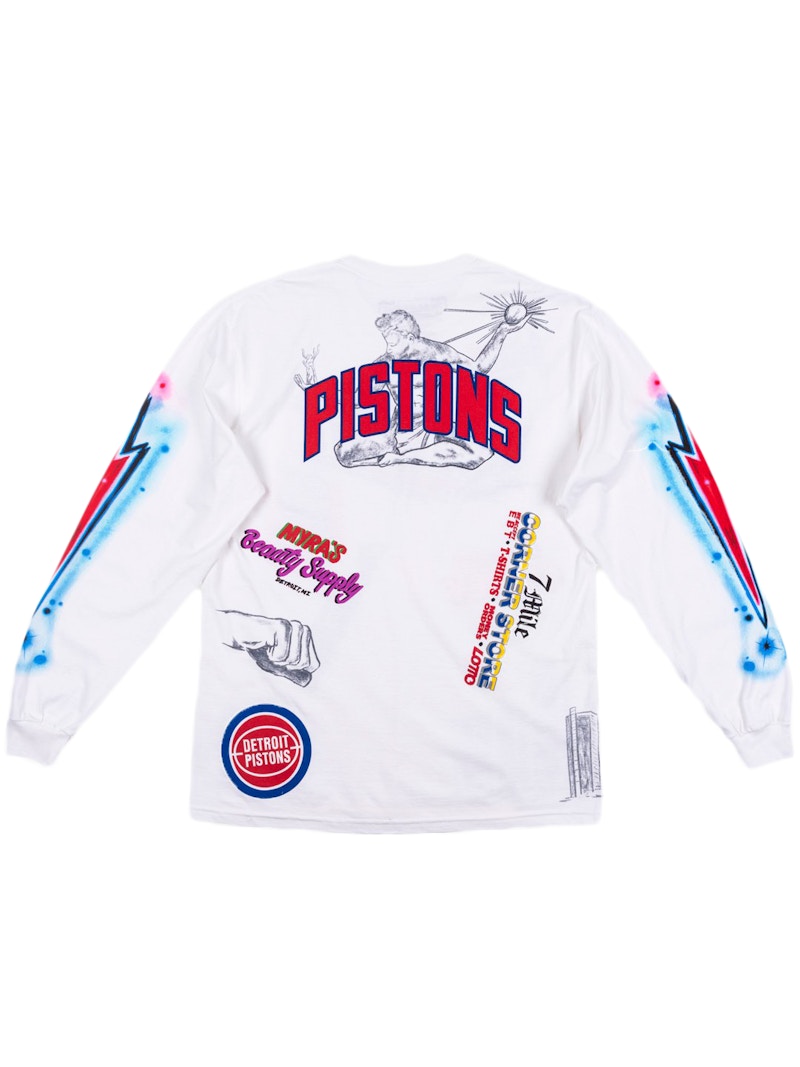 Mitchell & Ness x Big Sean x Detroit Pistons Long Sleeve TShirt White