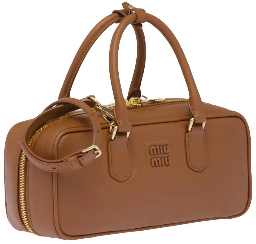 Arcadie Matelasse Leather Tote Bag in Brown - Miu Miu