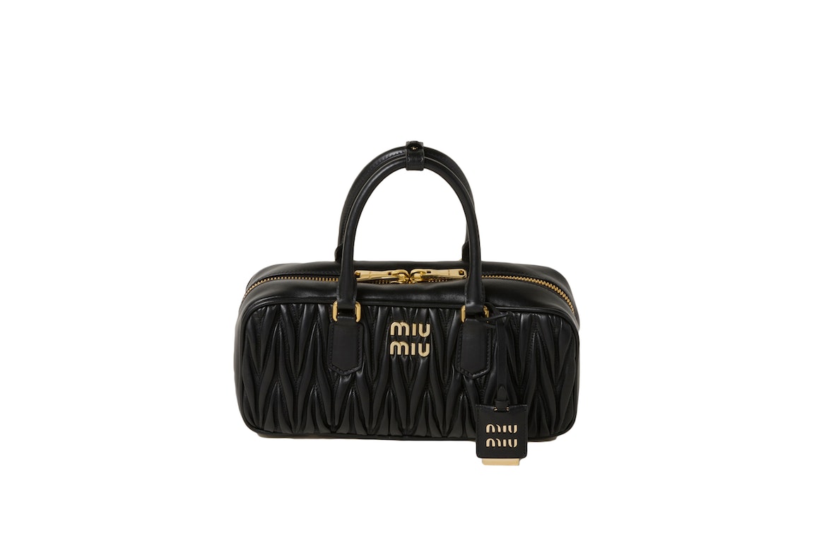 Pre-owned Miu Miu Arcadie Matelasse Nappa Leather Bag Black