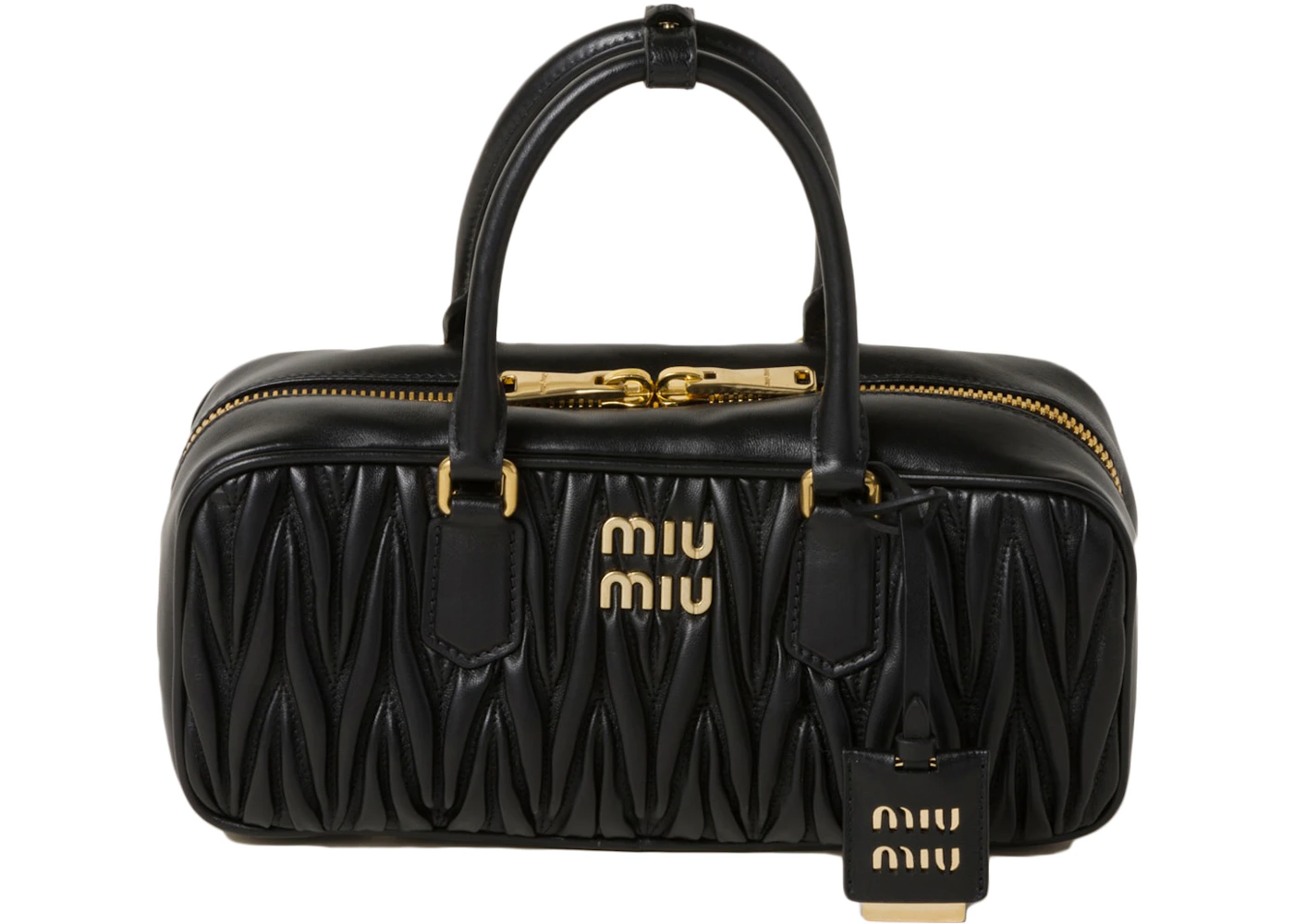 Miu Miu Arcadie Matelasse Nappa Leather Bag Black in Leather with