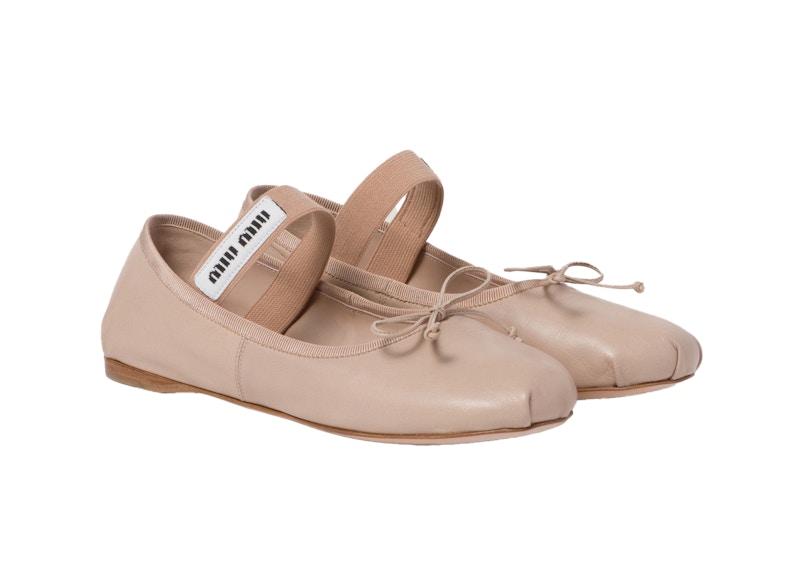 miu miu leather ballerinas with belts