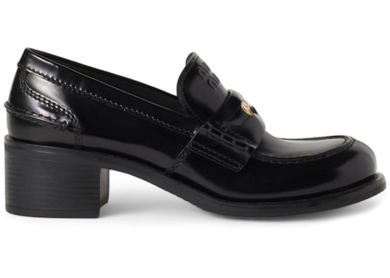 Pre-owned Miu Miu Brushed Loafer Leather (women's) Sneakers In Black