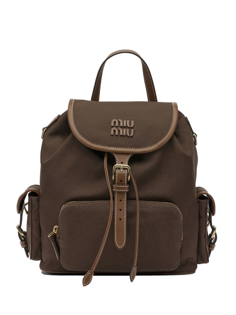 Women's Miu Miu Canvas Backpack in Cacao Brandy