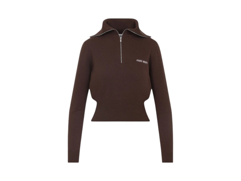 Pre-owned Miu Miu Women's  Cashmere Polo Shirt In Cocoa Brown