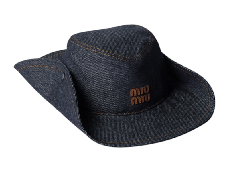 Pre-owned Miu Miu Denim Cowboy Hat In Blue/brandy