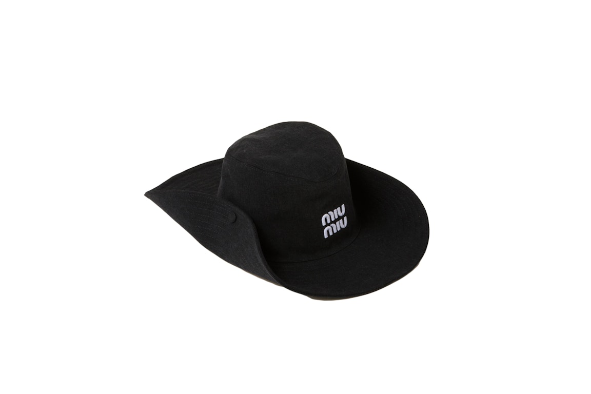 Pre-owned Miu Miu Denim Hat Black/white