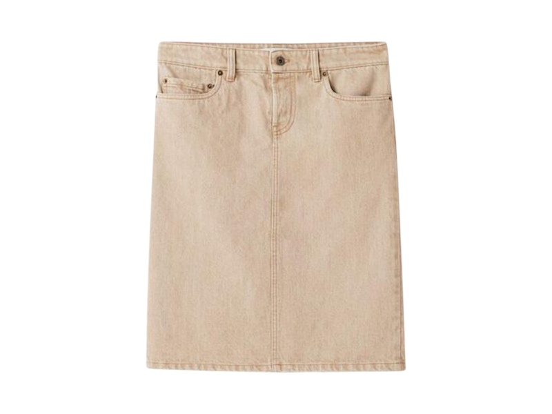 Pre-owned Miu Miu Women's Denim Pencil Skirt In Beige
