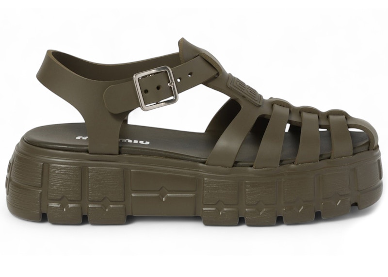 Pre-owned Miu Miu Eva Cage Sandals (women's) Sneakers In Green