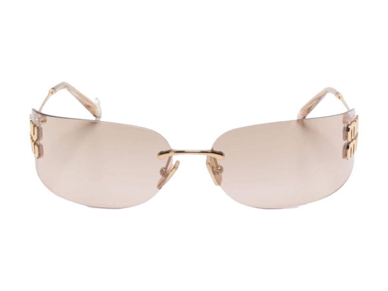 Pre-owned Miu Miu Women's Frameless Sunglasses In Gold (0mu A51s 5ak20p)