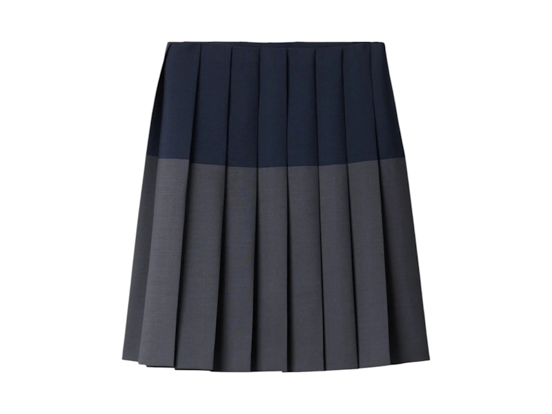Pre-owned Miu Miu Women's Kid Mohair Skirt In Hematite/navy Blue