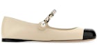 Miu Miu Leather Ballerinas Ivory Black Patent (Women's)