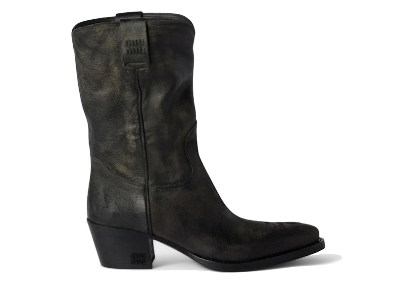 Pre-owned Miu Miu Leather Boots (women's) Sneakers In Nero
