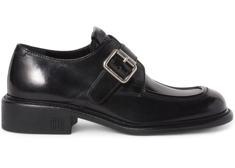 Pre-owned Miu Miu Leather Sneakers With Buckle (women's) Sneakers In Black