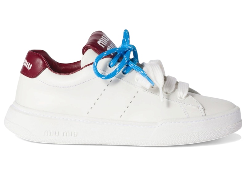 Miu Miu Leather Sneakers (Women's)in White/Crimson