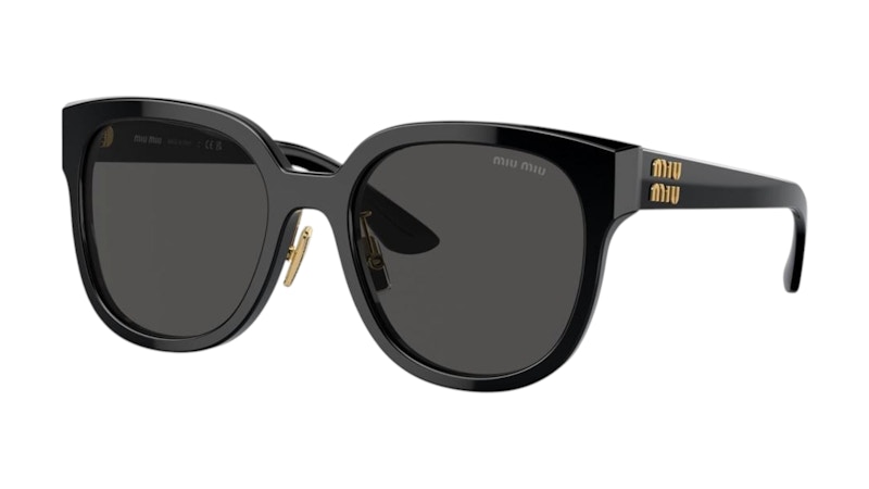 Miu Miu Logo Detail Irregular Women Sunglasses Black in Acetate