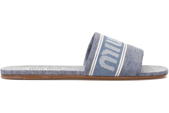 Miu Miu Logo Jacquard Slides Azul Denim (de mujer)