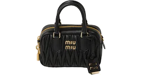 Miu Miu Matelasse Nappa Leather Top-Handle Bag Black