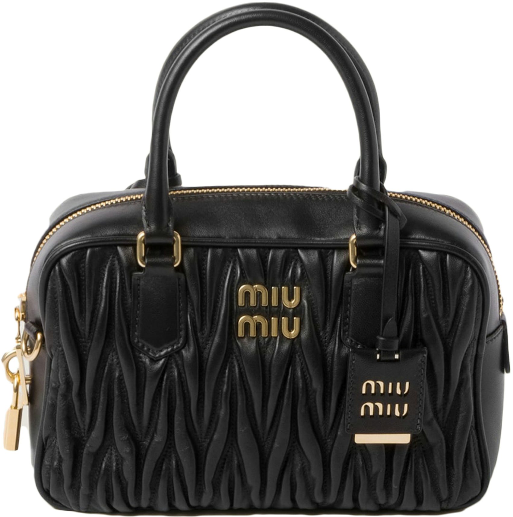 Authentic Miu Miu Matelasse Leather Handbag - Light grey/purple color