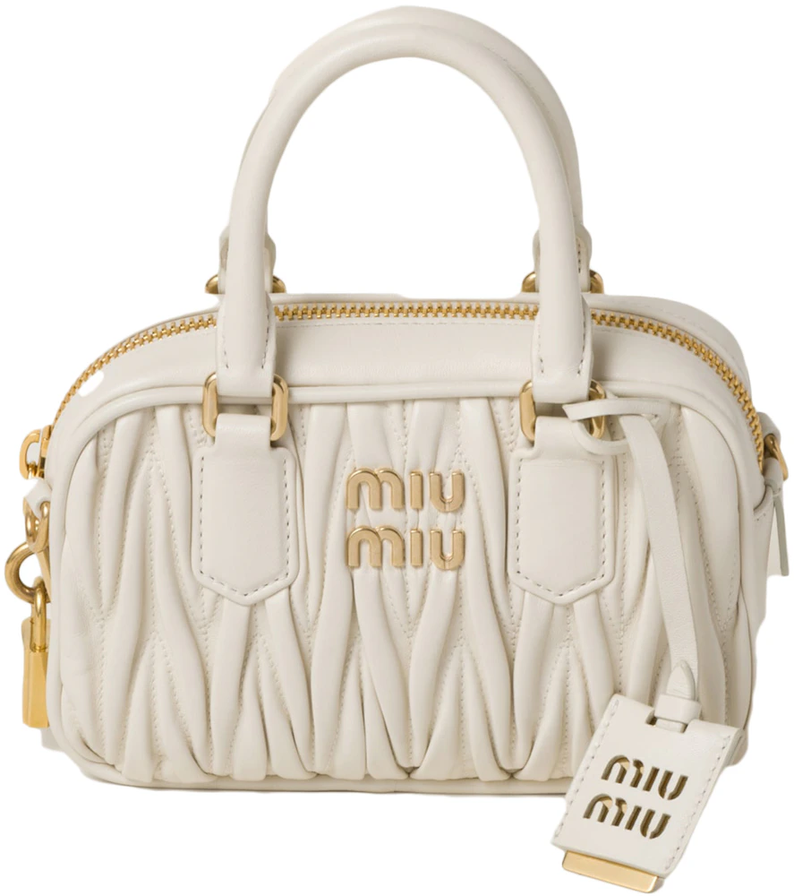 Miu Miu Wander Matelasse Nappa Leather Mini Hobo Bag Pink in Leather with  Gold-tone - US