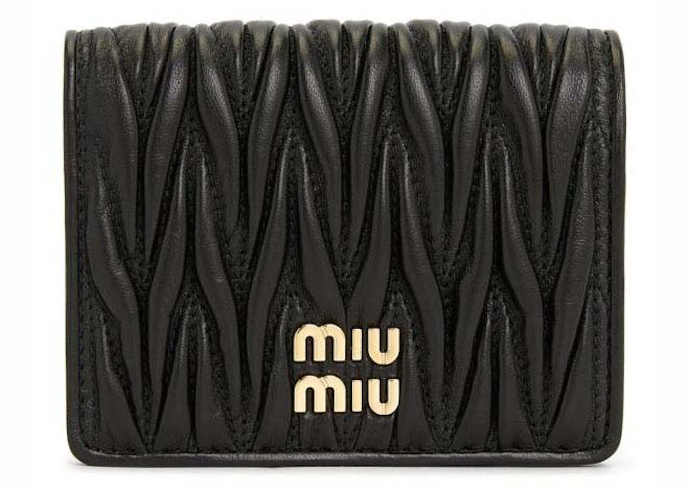 Miu Miu Matelasse Geldbörse aus Nappaleder Schwarz in Leather – DE