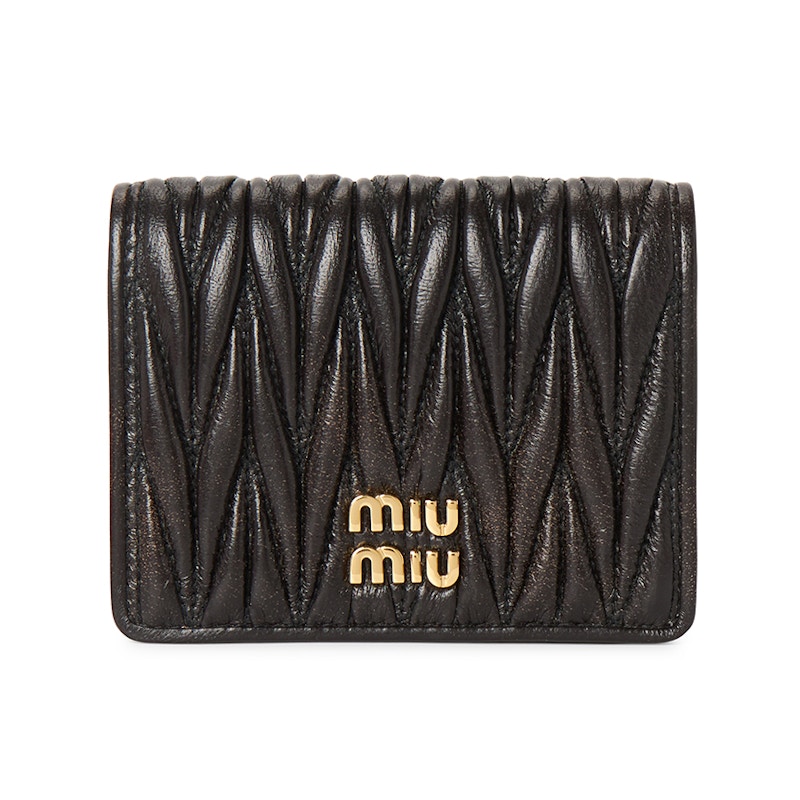【meshiuma】Miu Miu Wallet Miu Miu Matelasse Short Wallet Brown in Leather - US