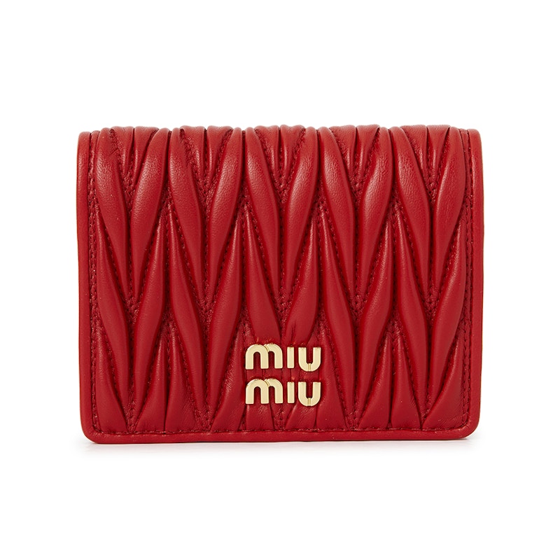 Miu Miu Matelasse Short Wallet Red in Leather - US