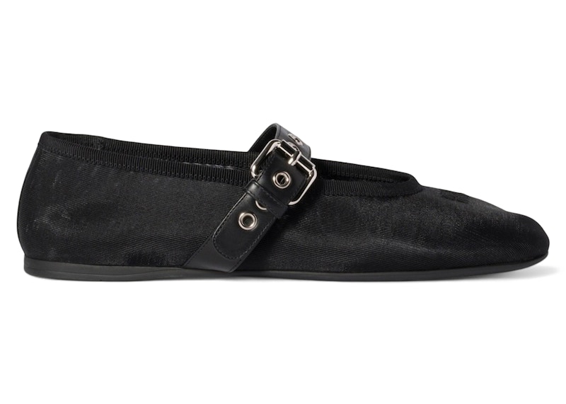 Pre-owned Miu Miu Mesh Fabric Ballerinas (women's) Sneakers In Black