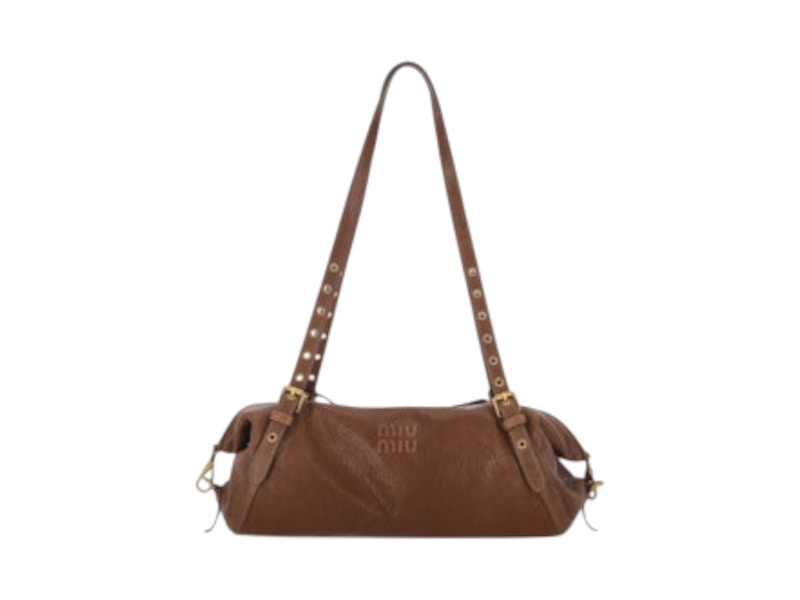Pre-owned Miu Miu Women's Monk Strap Shoulder Bag In Bruciato In Brown