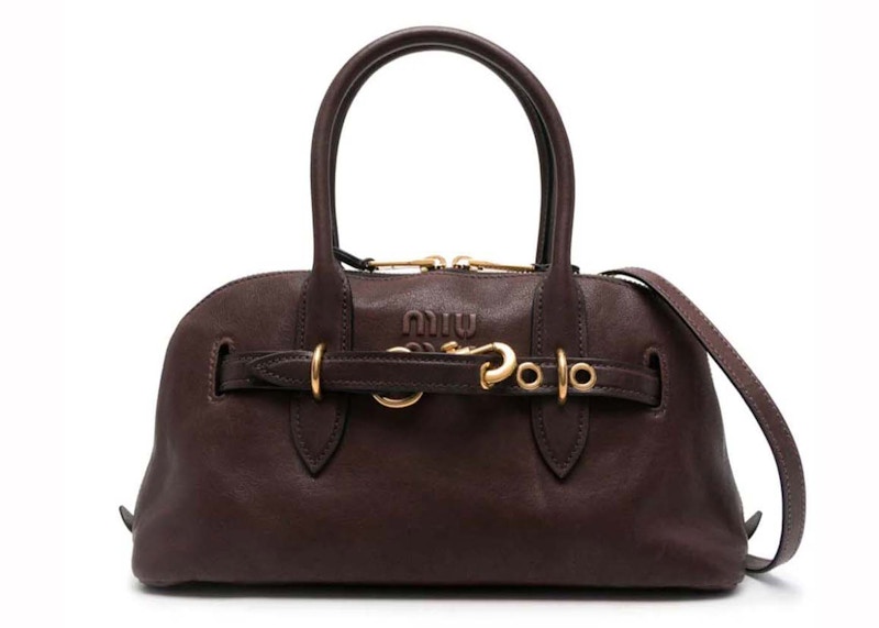 Pre-owned Miu Miu Women's Nappa Aviator Trunk Handbag In Radica