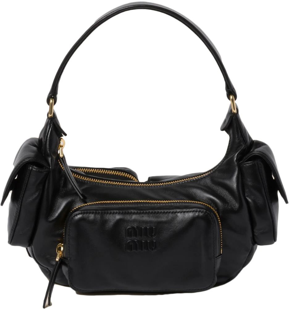 Miu Miu Nappa Leather Pocket Bag Black in Leather with Gold-tone - US