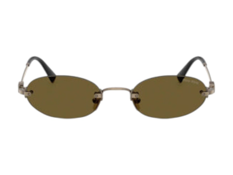 Pre-owned Miu Miu Women's  Oval Sunglasses In Brown/black (0mu A54s 26c09z)